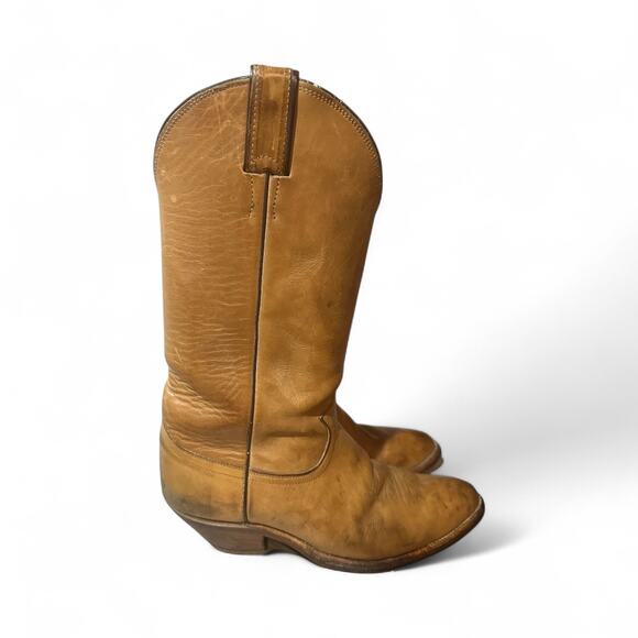 Justin Cowboy Western Boots Style 1106 Camel Tan Leather Men's Size 7.5 E Used - Picture 2 of 9